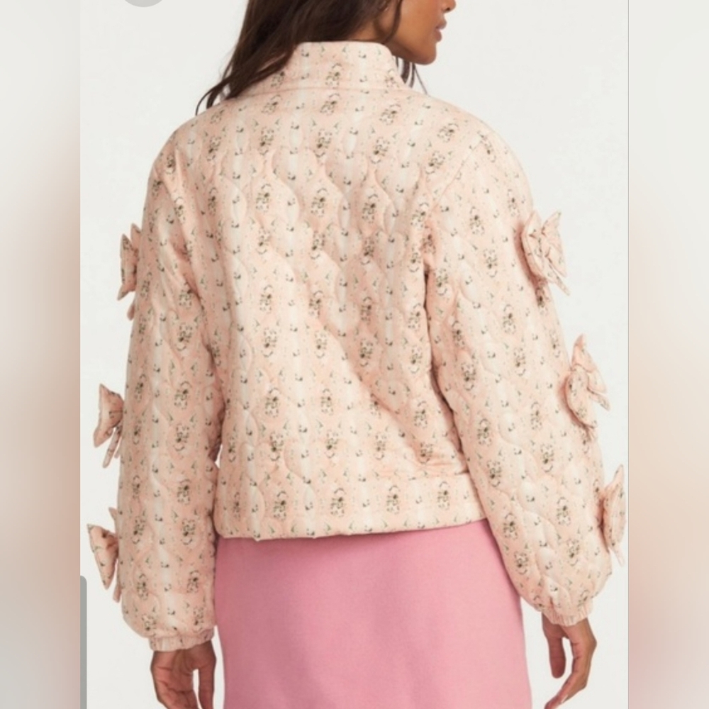 NWOT LoveShackFancy Gianna Pink Floral Puffer Jacket - Picture 2 of 2